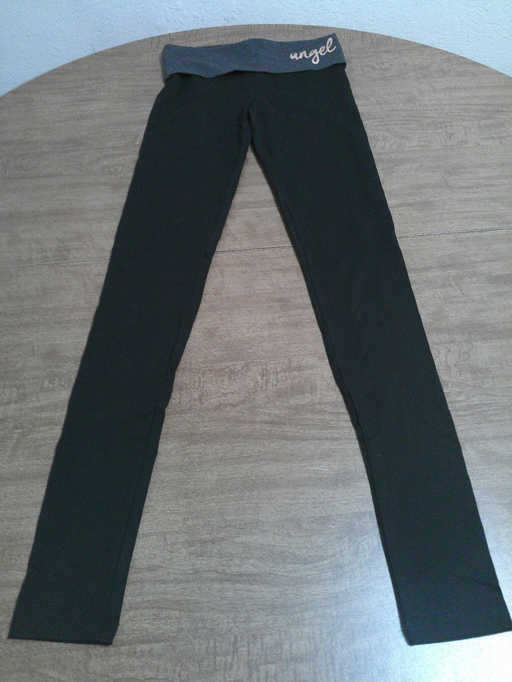 Victoria's Secret Pink Angel Logo Black Fold Over Yoga Pants XS